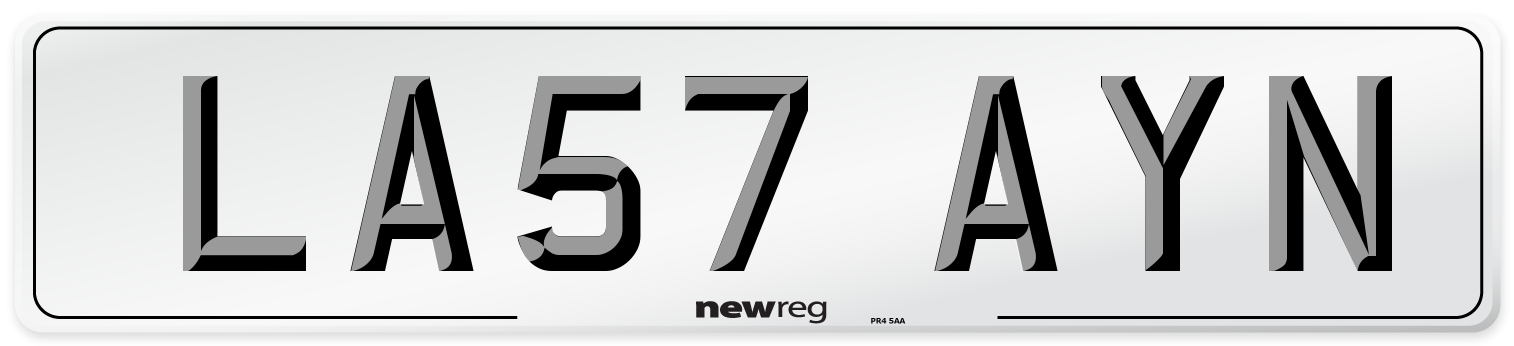 LA57 AYN Number Plate from New Reg